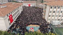 Öğrencisi tarafından öldürülen Fatma Nur öğretmenin anma töreni havadan görüntülendi