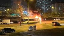 Kayseri’de halk otobüsü alev aldı