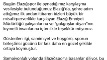 Kepezspor'dan Elazığ'a Teşekkür Mesajı