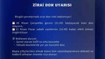 Bingöl'de Zirai Don Riski Uyarısı