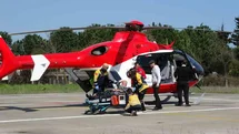 Kalp krizi geçiren hasta için ambulans helikopter zamanla yarıştı