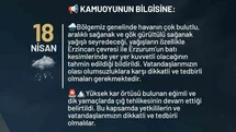 Erzurum'da Kuvvetli Yağış Uyarısı
