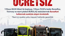 Bursa'da 1 Mayıs'ta Ulaşım Ücretsiz Olacak