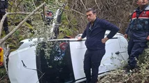 Ayvacık’ta Uçuruma Yuvarlanan Otomobil