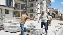 Germencik'te Parke Taşı Çalışmaları Devam Ediyor
