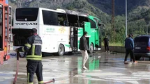 Amasya'da Yolcu Otobüsü Yandı