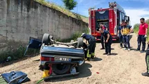 Tekirdağ'da Otomobil Menfeze Uçtu