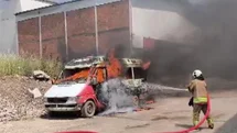 Kahramanmaraş'ta Minibüs Yangını Çıktı