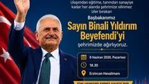 Binali Yıldırım Erzincan'a Geliyor