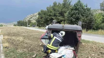 Yoldan çıkan otomobil takla attı: 2 yaralı