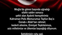 Aydın'da Şehit Polis İçin Taziye Mesajı