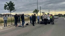 Tekirdağ’da otomobille motosikletin çarpıştığı kaza kameraya yansıdı