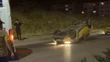 Eskişehir'de Ticari Taksi Ters Döndü