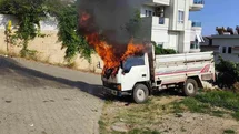 Alanya'da Kamyonette Yangın Çıktı