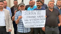 Yozgat’ta 4 aydır maaşlarını alamadıklarını ileri süren maden işçileri işvereni protesto etti
