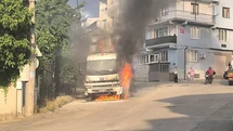 Bursa'da Park Halindeki Kamyon Yangın Çıkardı