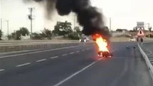 Tekirdağ'da Motosiklet Yangını