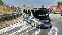 Aydın'da Polis Aracında Yangın Çıktı