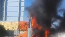 Malatya’da saman yüklü tır alev alev yandı