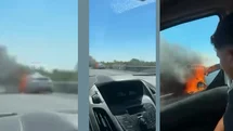 Berdan Viyadüğü Üzerinde Araç Alev Aldı