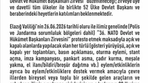 Elazığ'da 14 Günlük Eylem Yasağı Uygulaması
