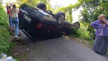 Giresun'da Otomobil Takla Attı