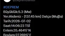 Muğla'da 5.3 Büyüklüğünde Deprem Gerçekleşti