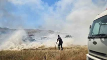 Yol kenarındaki otluk alanda yangın çıktı