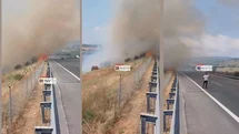Gözne - Serbest Bölge İstikameti Otoban Kenarında Yangın!