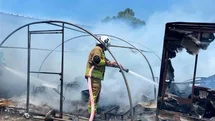 Arsuz’da çadır yangını ağaçlık alana sıçramadan söndürüldü