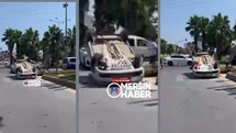 Çello Çeşmesi Kavşağında Kontrolden Çıkan Araç Ters Döndü!
