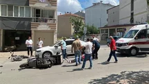 Samsun'da Motosiklet ve Bisiklet Çarpıştı