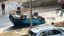 Zonguldak'ta Ters Dönen Araç Kazası
