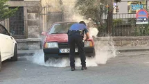Kayseri'de Park Halindeki Araçta Yangın Çıktı