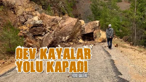 Mersin'de Heyelan Nedeniyle Düşen Büyük Kayalar Yolu Ulaşıma Kapadı