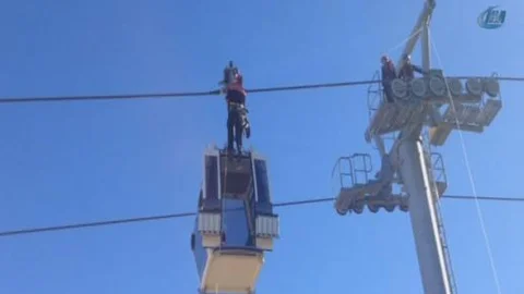 Bursa'nın yeni teleferiğinde nefes kesen tatbikat!