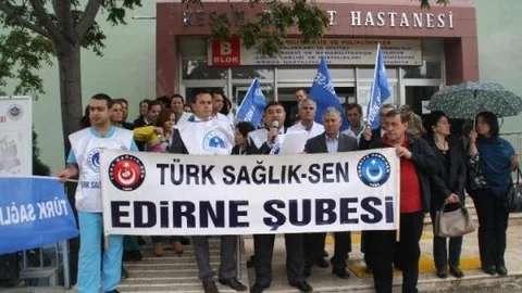 Türk Sağlık-sen Edirne Şubesi Nöbet Ücretlerini Protesto Etti