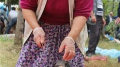 Giresun'da Bayan Kasap İş Başında