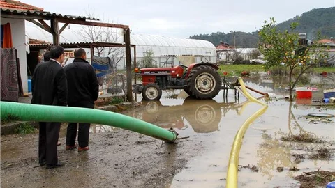 Muğla'da seraları su bastı