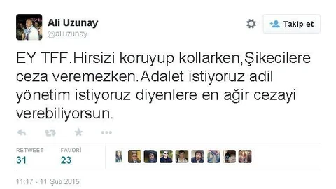 Ali Uzunay'dan TFF'ye Sert Tepki