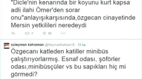 Vali Kahraman'dan Twitter'da Özgecan Aslan Tepkisi
