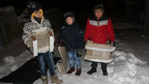 Yozgat'ta Çocukların Kızak Keyfi