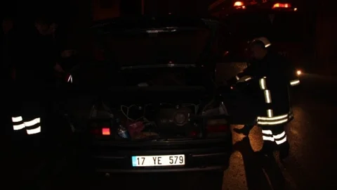 Çan'da Park Halindeki Araç Yandı