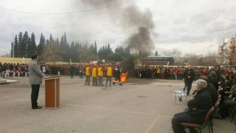 Okulda Yangın Ve Deprem Tatbikatı