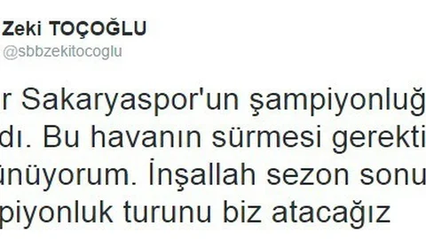 Başkan Toçoğlu “Şampiyonluk Turunu Sakaryaspor Atacak”
