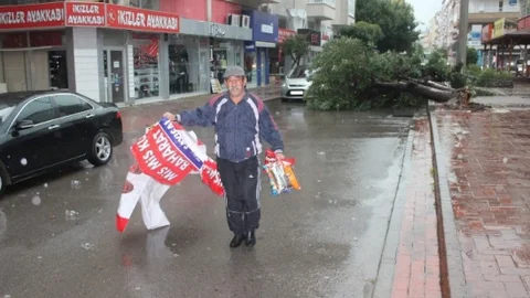 Fırtına Cadde Üzerindeki Ağacı Kökünden Söktü