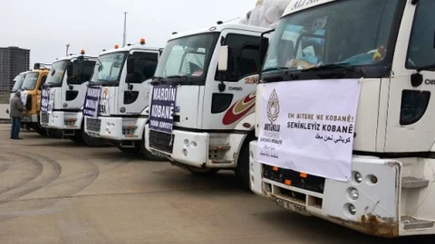 Mardin'den Kobani'ye Yardım Konvoyu Yola Çıktı