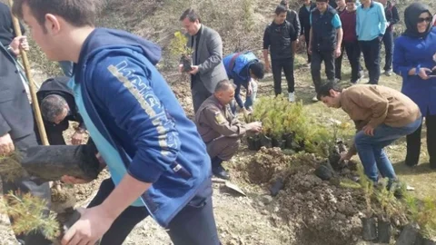 Kütahya'da Öğrencilere Fidan Dikti