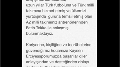 Kayseri Erciyesspor Fatih Tekke ile Anlaştı