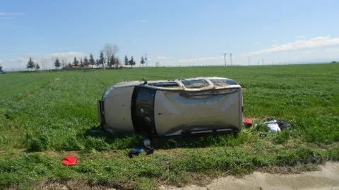 Tekirdağ'da Takla Atan Araç Kurtuldu